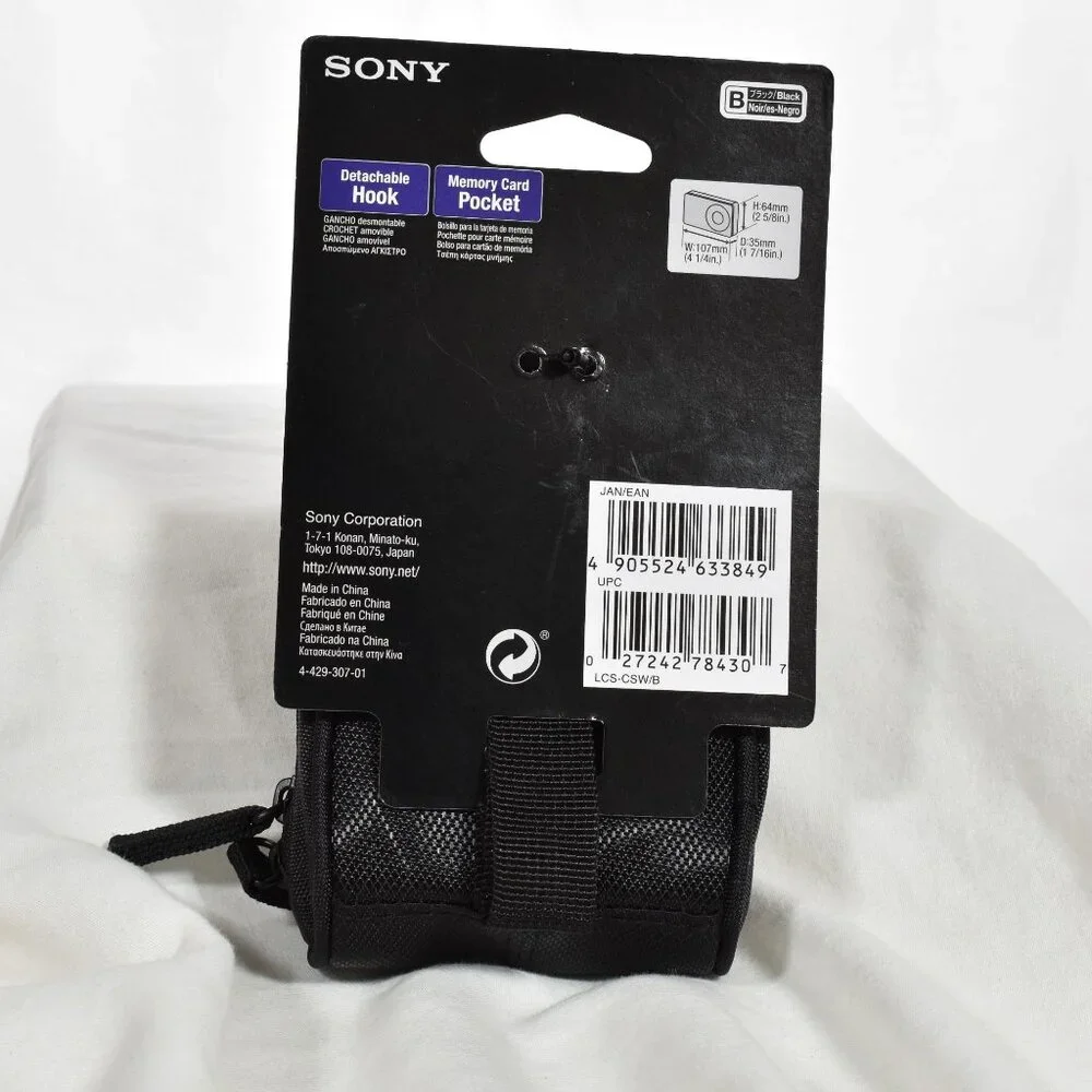 Sony LCS-CSW Soft Camera Case Black Belt Loop Memory Card Pocket Compact Pouch